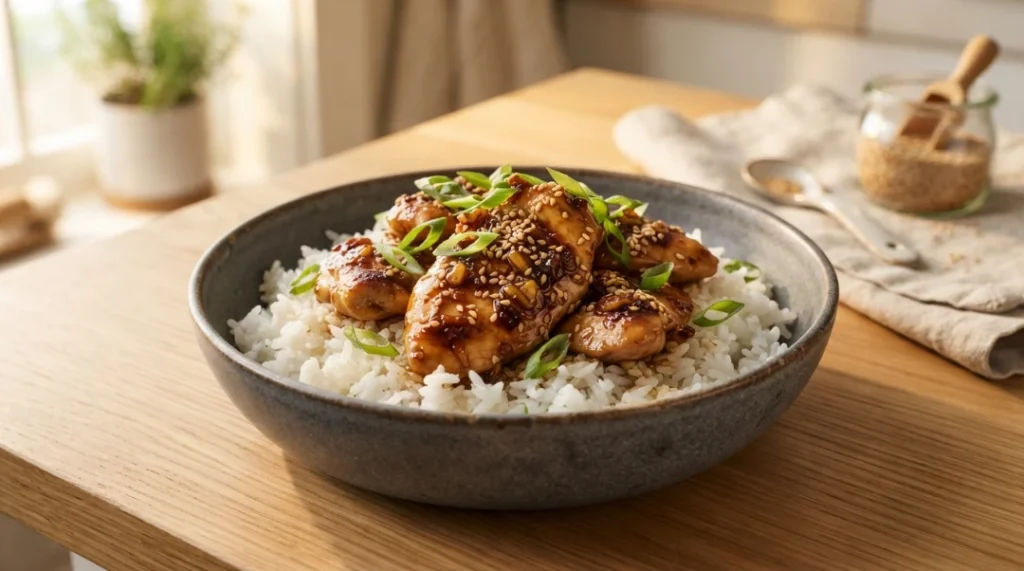The final dish of best honey garlic chicken thighs is served over a bed of fluffy steamed rice, garnished with a sprinkle of sesame seeds and fresh green onion. After removing the chicken from the heat, it is vital to let it rest for three minutes before serving, which allows the flavors to settle and ensures the perfect texture in every bite. This simple, elegant presentation makes the dish not only delicious but also visually appealing, perfect for a cozy weeknight dinner or a special family meal that will leave everyone impressed with your professional culinary skills
