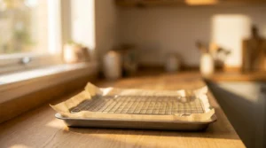 Preheat your oven to 220°C (200°C fan) and set a wire rack over a lined baking tray to prepare for roasting.